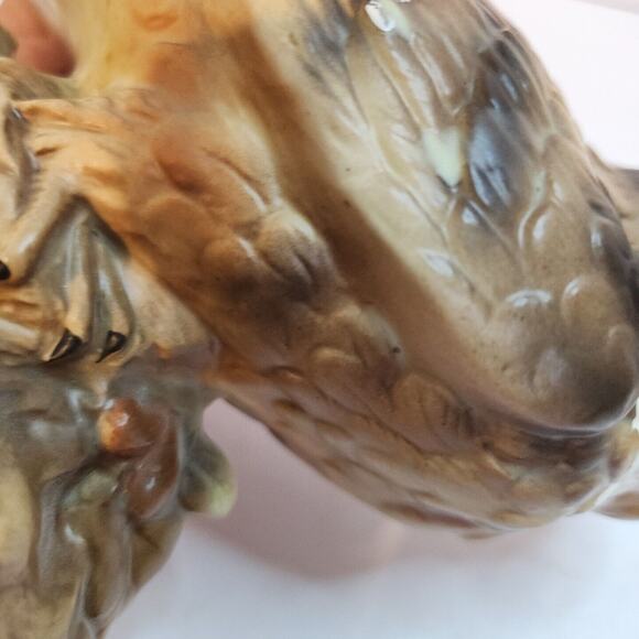 Vtg Lefton Horned Owl Planter HandPainted Porcelain 6.25" Japan Glass Eyes H4470 - Picture 6 of 7